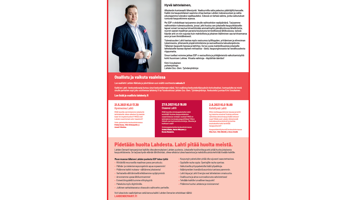 Lue vaalikirje lahtelaisille